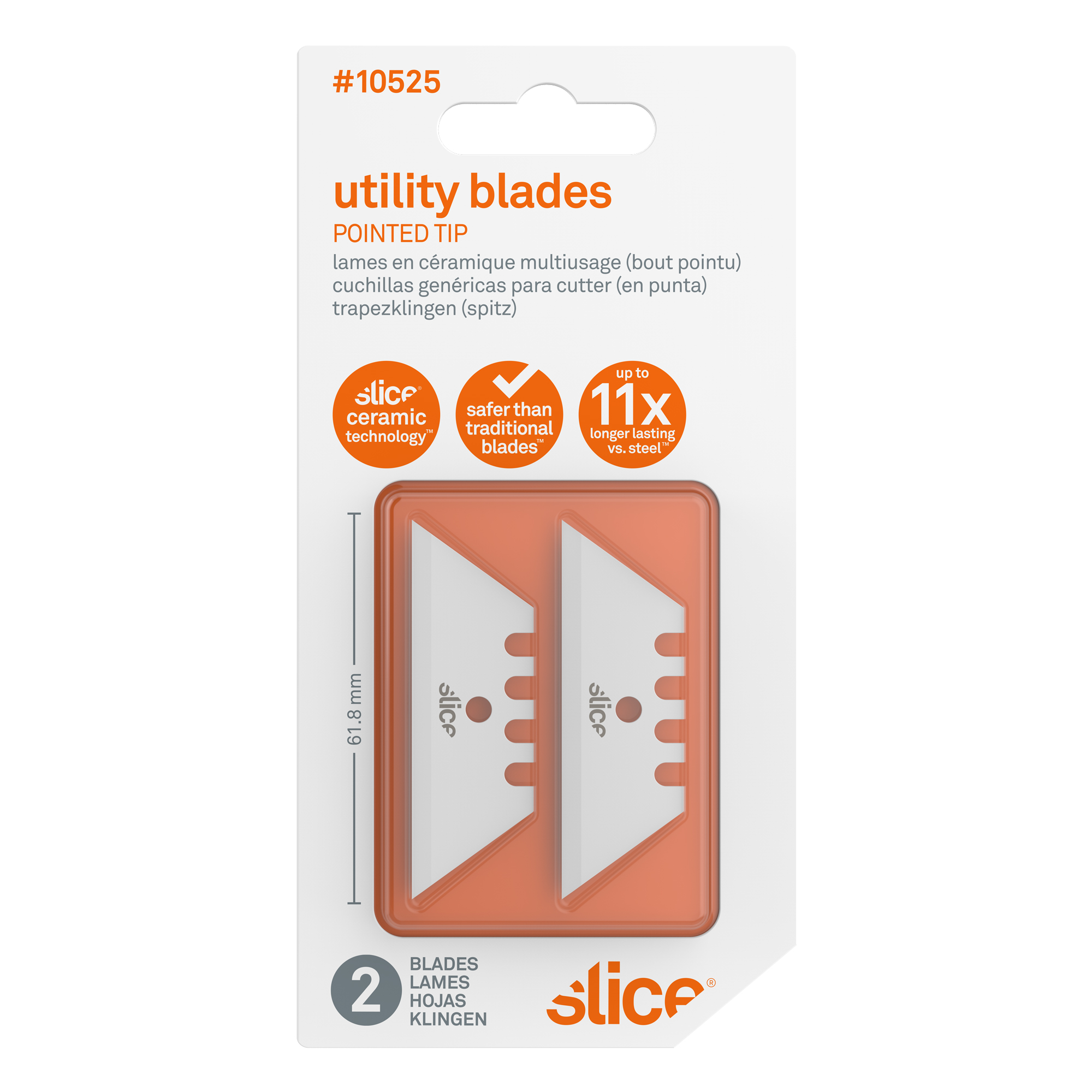 sl010525 Slice Zirconia Toughened Alumina Trapezoid Cutter Blade, 61.7 x 18.7 x 0.7 mm 18.7 mm, 2 per Package
