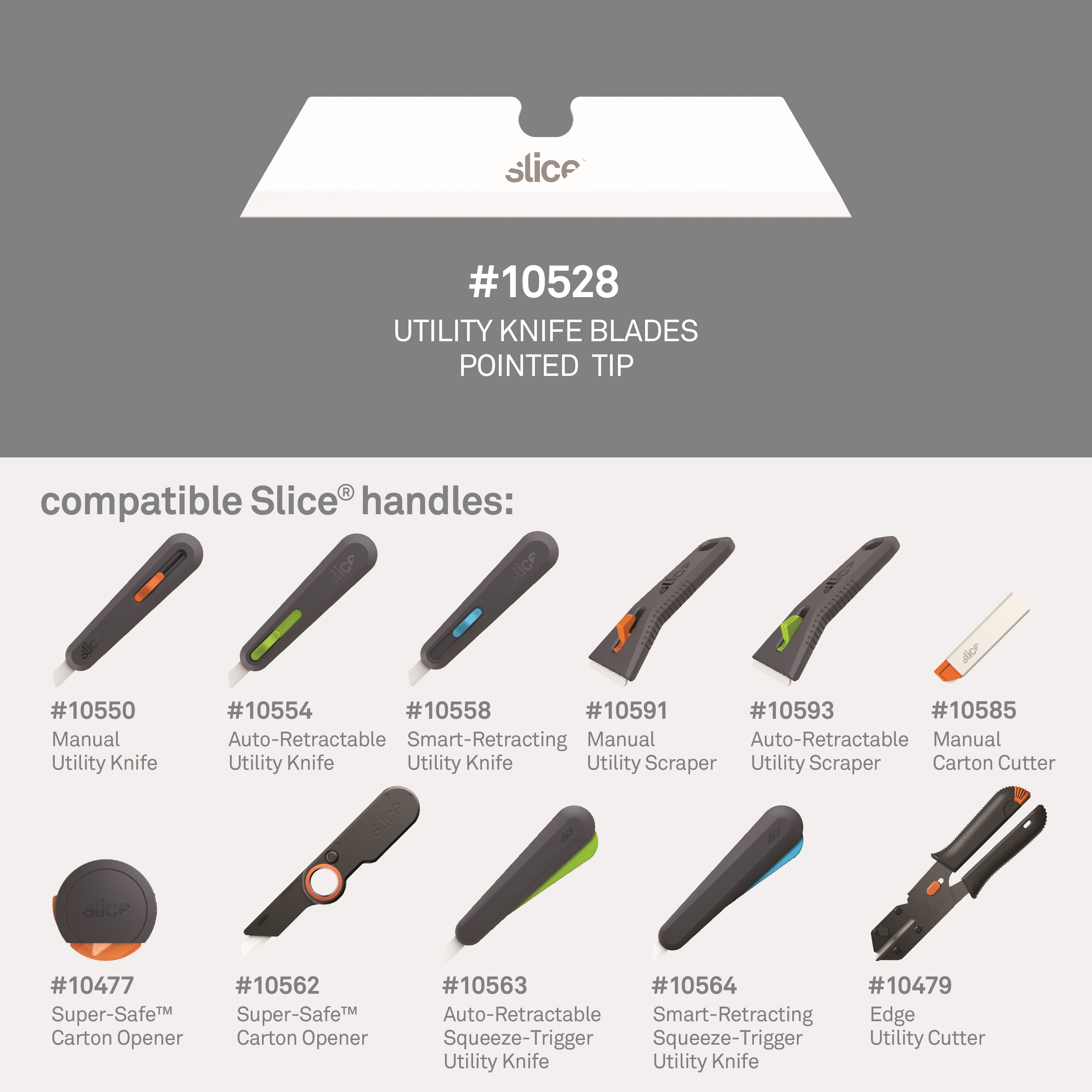 sl010528 Slice Zirconia Toughened Alumina Pointed Cutter Blade, 65 x 11.9 x 1.2 mm 11.9 mm, 4 per Package