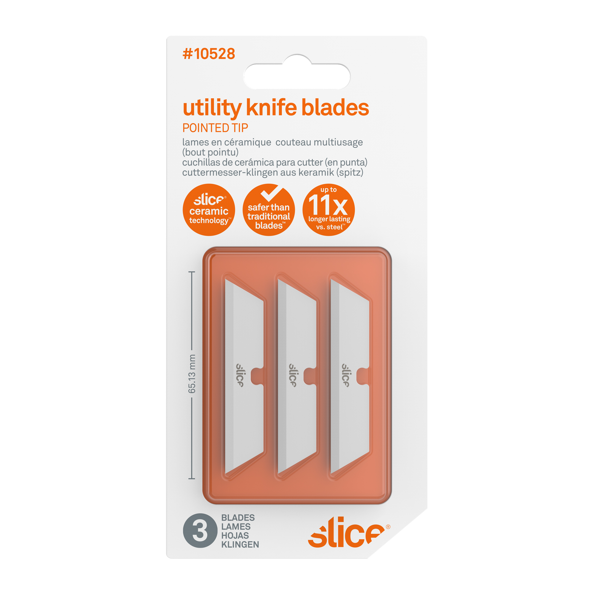 sl010528 Slice Zirconia Toughened Alumina Pointed Cutter Blade, 65 x 11.9 x 1.2 mm 11.9 mm, 4 per Package