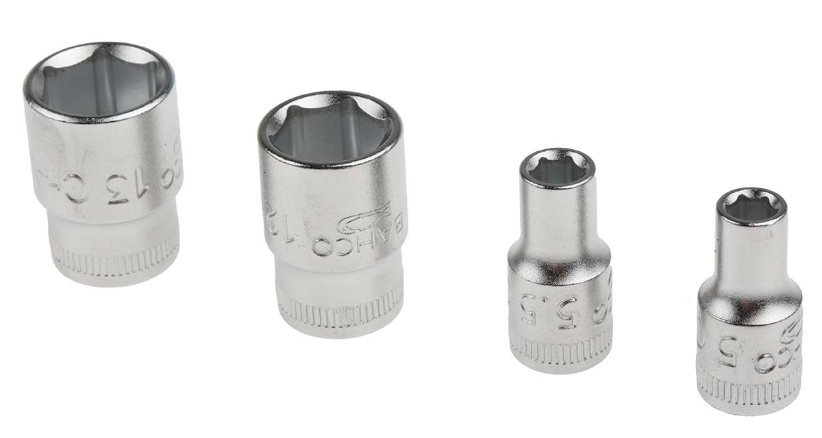 sl25l Bahco 37-Piece 1/4 in 6 Point, Hexagon Socket, Phillips, Pozidriv, Torx Socket Set