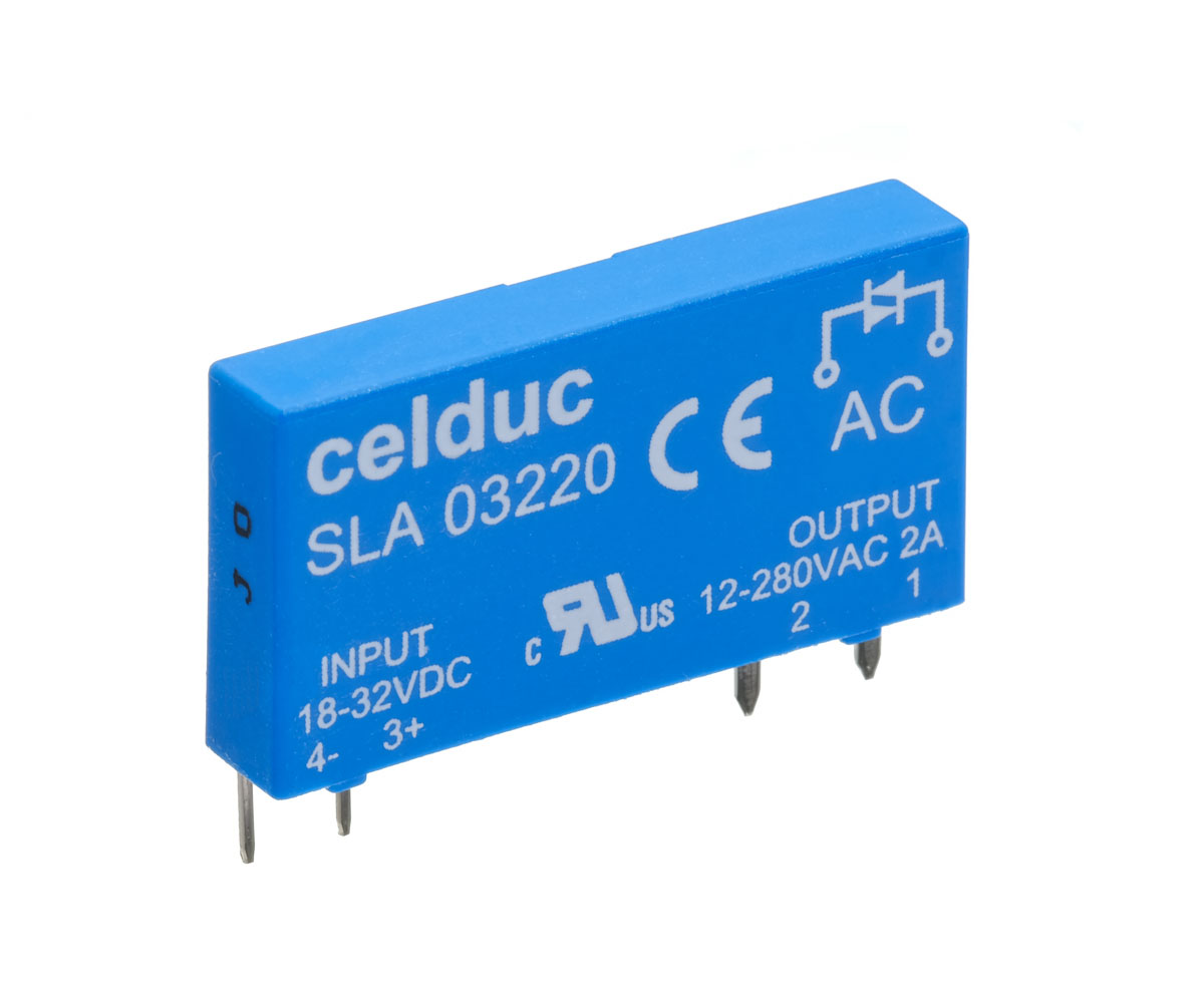 Celduc SLA Series Solid State Relay, 2 A Load, PCB Mount, 280 V ac Load, 24V Control