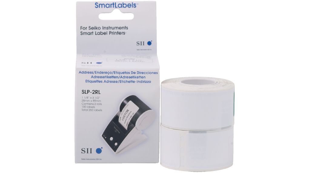 slp-2rl Seiko Instruments White Label Roll, 28 mm Width, 130 Per Roll Qty, 89 mm