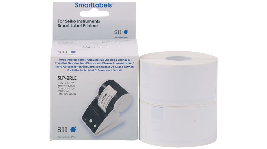 Seiko Instruments White Label Roll, 36 mm Width, 260 Per Roll Qty, 89 mm