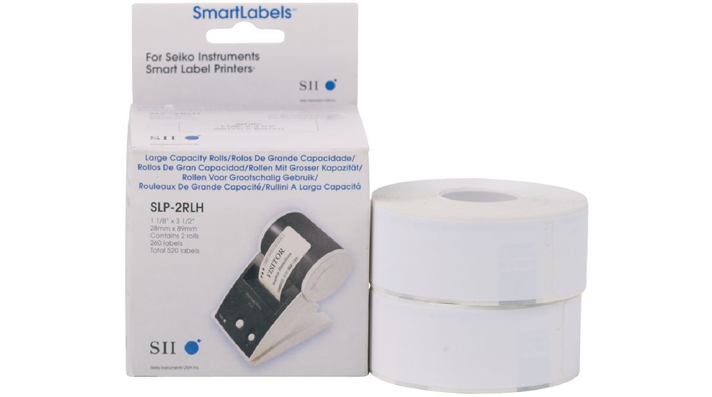 Seiko Instruments White Label Roll, 28 mm Width, 260 Per Roll Qty, 89 mm