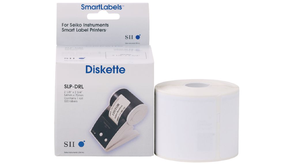 Seiko Instruments White Label Roll, 54 mm Width, 320 Per Pack Qty, 70 mm