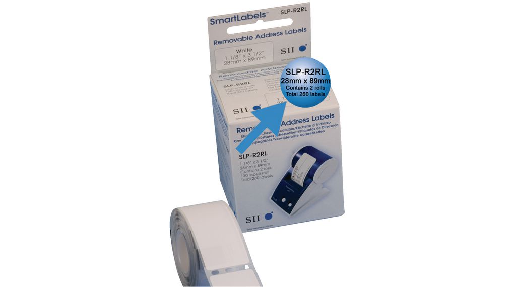 Seiko Instruments White Label Roll, 28 mm Width, 130 Per Pack Qty, 89 mm