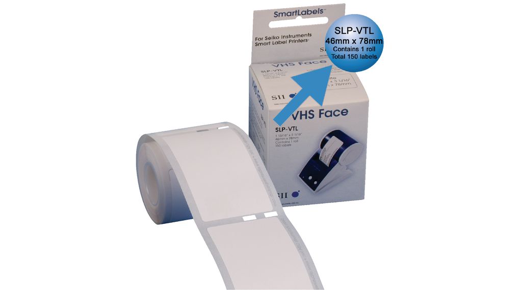Seiko Instruments White Label Roll, 46 mm Width, 150 Per Roll Qty, 78 mm