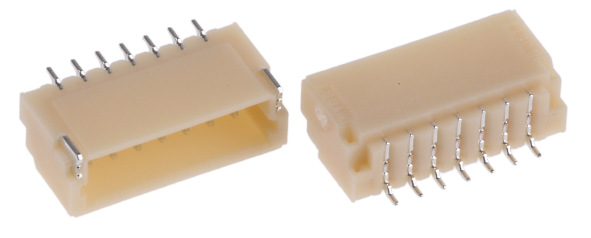 JST SH Series Right Angle Surface PCB Header, 7 Contact(s), 1 mm Pitch, 1 Row, Shrouded