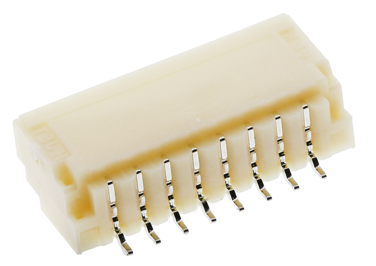 JST SH Series Right Angle Surface PCB Header, 8 Contact(s), 1 mm Pitch, 1 Row, Shrouded