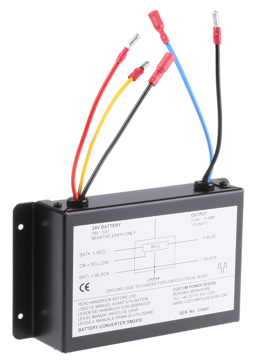 sm2430 Custom Power Design SM 2430 DC/DC Converter, 13.8V dc/ 10 A Output, 38V dc Input, 19V Input, 50 °C Max Temp -20 °C Min
