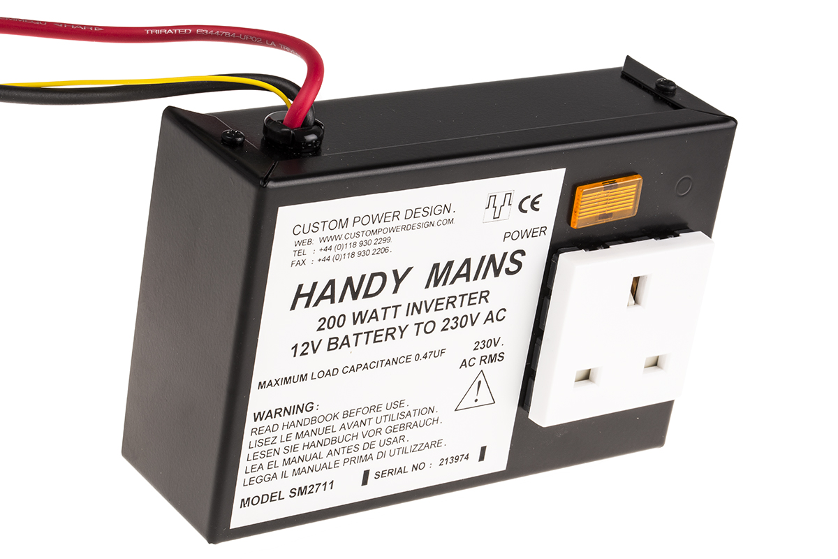 Custom Power Design 200W Power Inverter, 12V Input, 230V ac Output