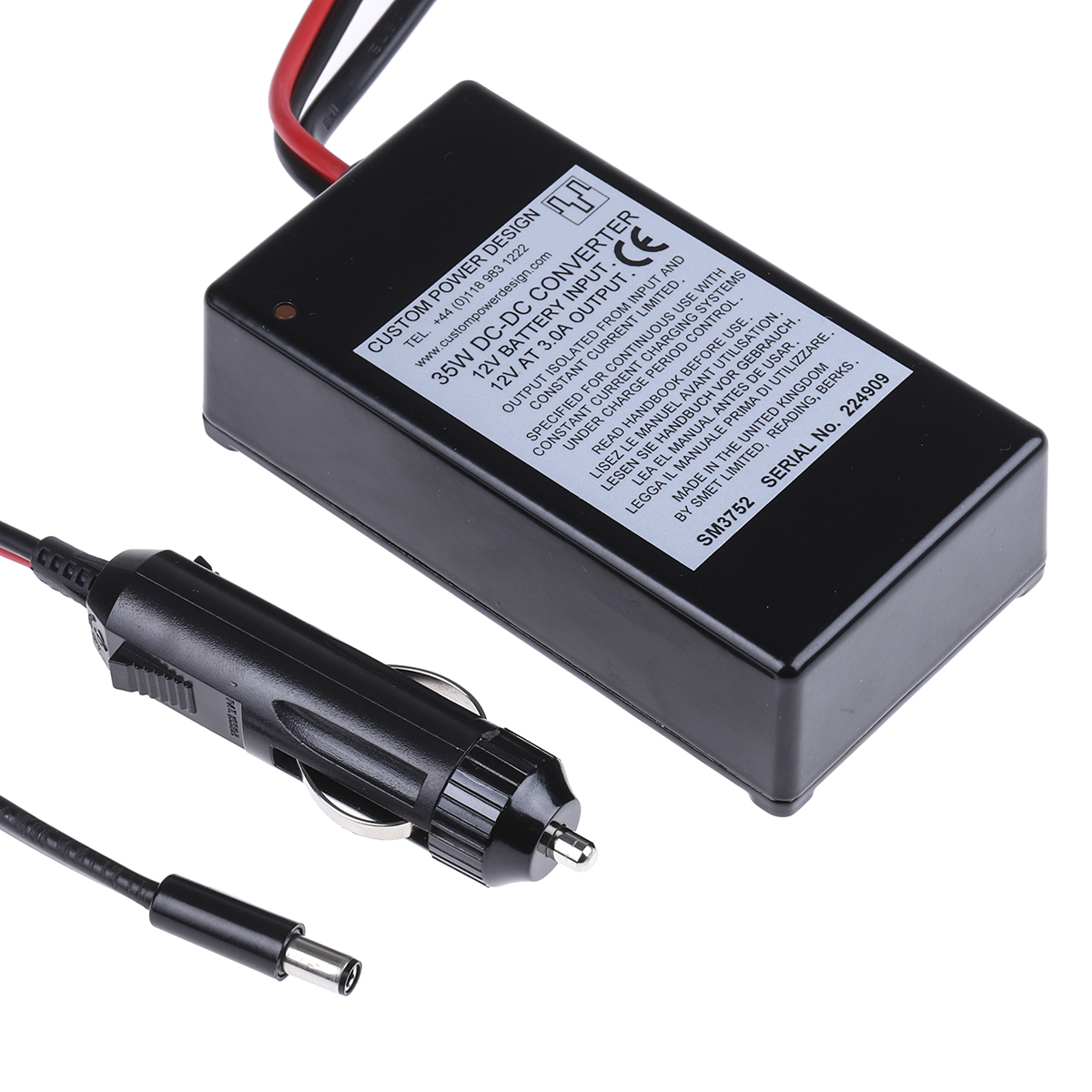 Custom Power Design Laptop Car Charger Plug-In Max Input 12V dc Max Output 12V dc, 3 A
