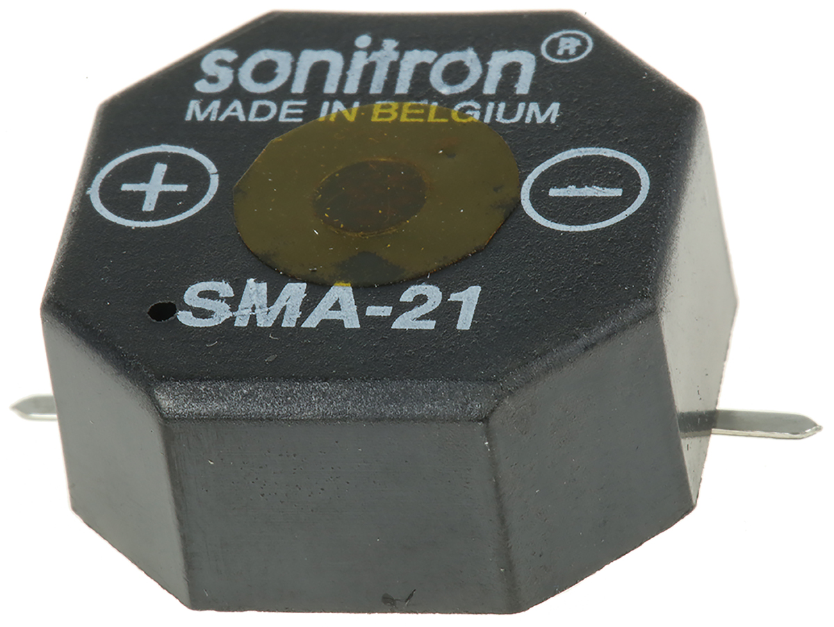 Sonitron 85 dB Surface Mount Continuous Internal 9.5 mm Buzzer 21 mm 1.5 V dc Min 24 V dc Max