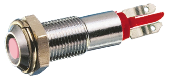 Signal Construct SMCP Series, Red Panel Mount Indicator, Tab Termination, IP67, 8 mm