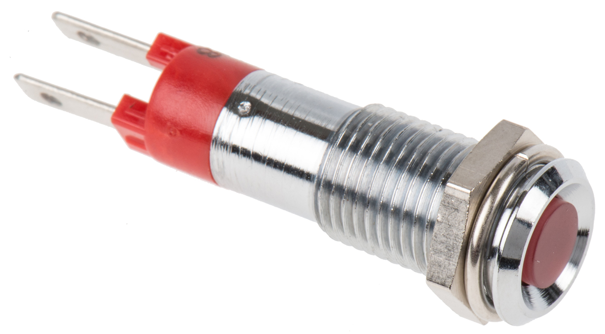 Signal Construct SMCP Series, Red Panel Mount Indicator, Tab Termination, IP67, 8 mm