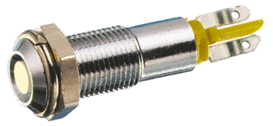 Signal Construct SMCP Series, Yellow Panel Mount Indicator, Tab Termination, IP67, 8 mm