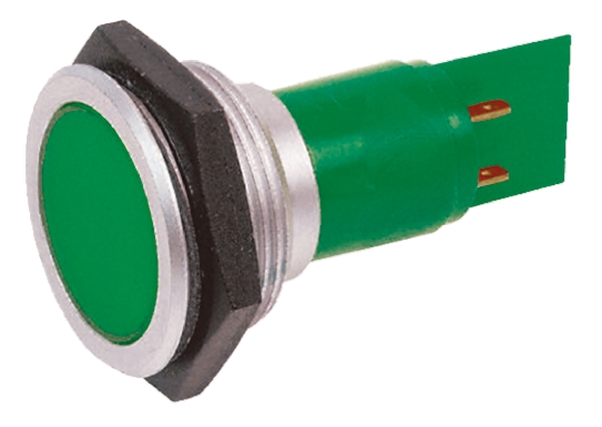 Signal Construct SMCP Series, Green Panel Mount Indicator, Tab Termination, IP67, 30 mm