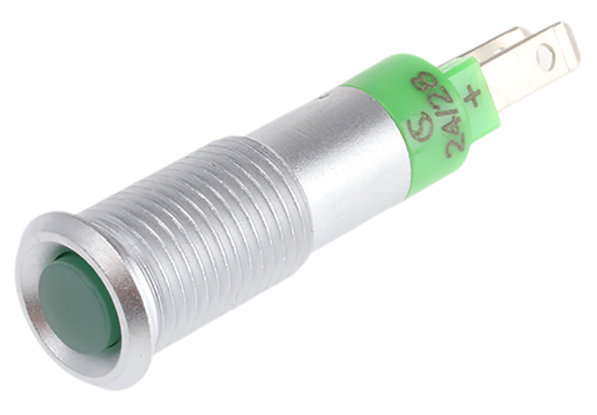 Signal Construct Green Indicator, 24V, Solder Tab Termination