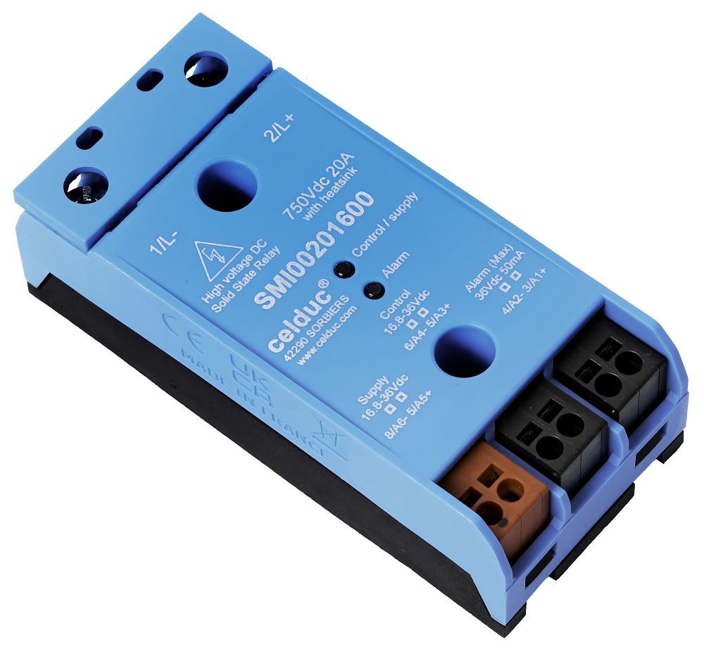 Celduc SMI Series Solid State Relay, 20 A Load, 940 V dc Load, 48V dc Control