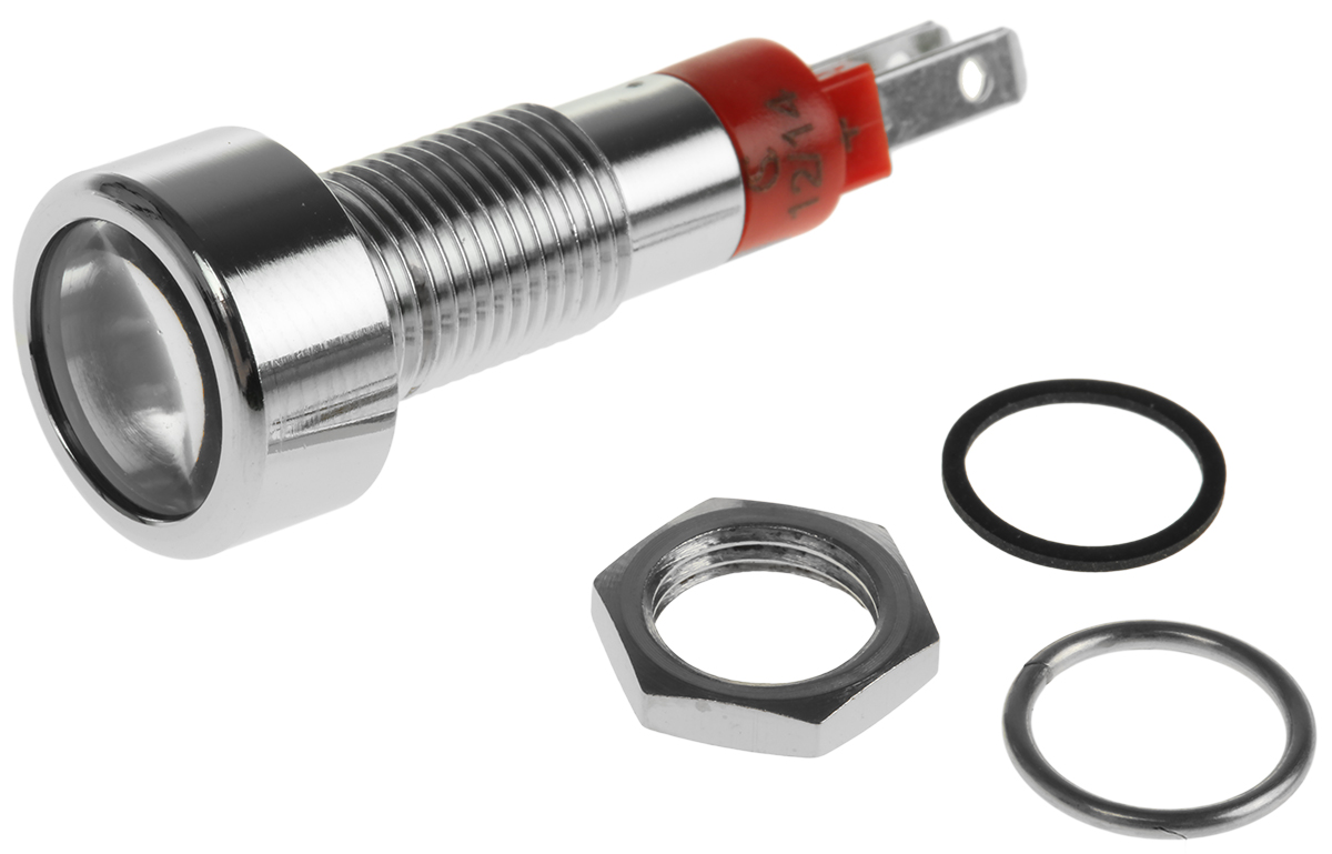 Signal Construct SMLD Series, White Panel Mount Indicator, Tab Termination, IP67, 8 mm