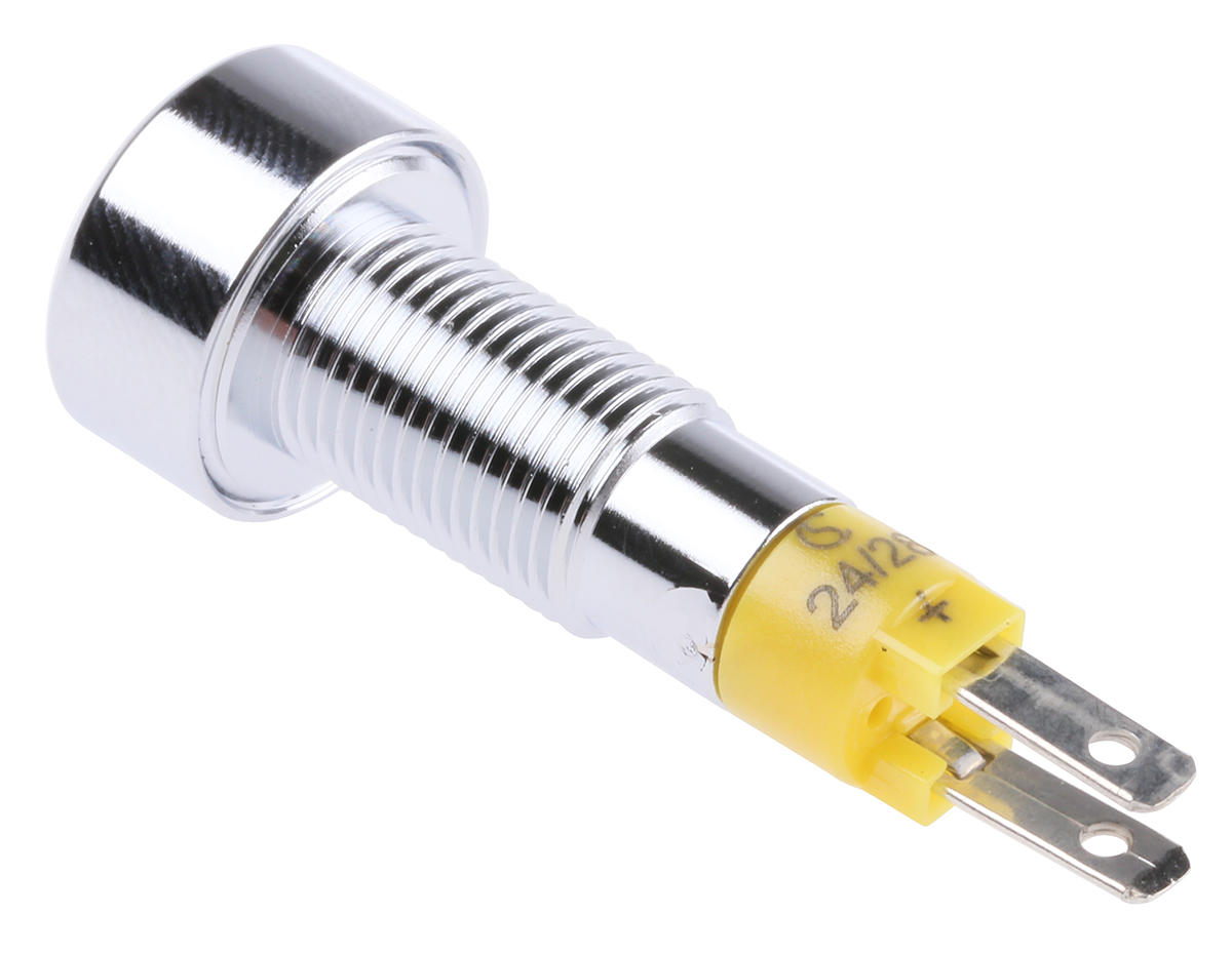 smld08114 Signal Construct SMLD Series, Yellow Panel Mount Indicator, Tab Termination 14V, IP67, 8 mm