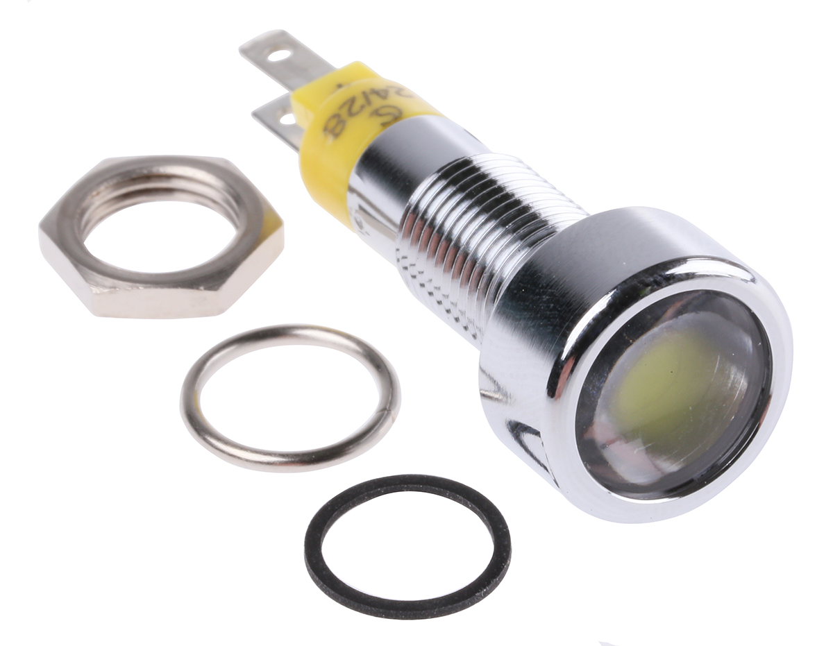 smld08114 Signal Construct SMLD Series, Yellow Panel Mount Indicator, Tab Termination 14V, IP67, 8 mm