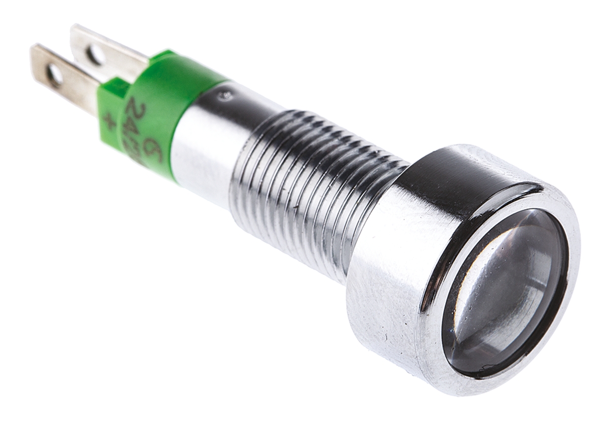 Signal Construct SMLD Series, Green Panel Mount Indicator, Tab Termination 14V, IP67, 8 mm