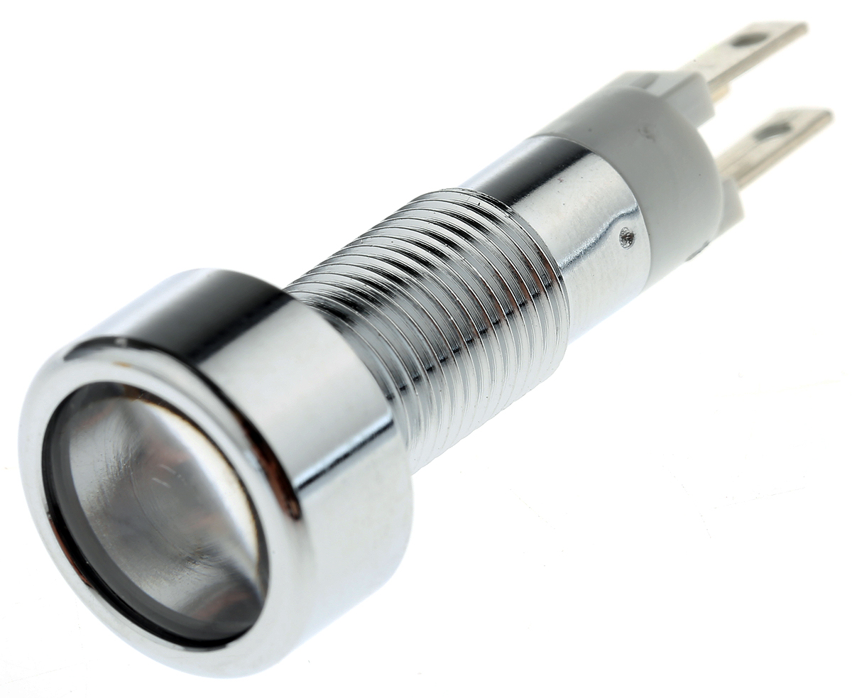 smle08212 Signal Construct SMLE Series, White Panel Mount Indicator, Tab Termination 14V, IP67, 8 mm