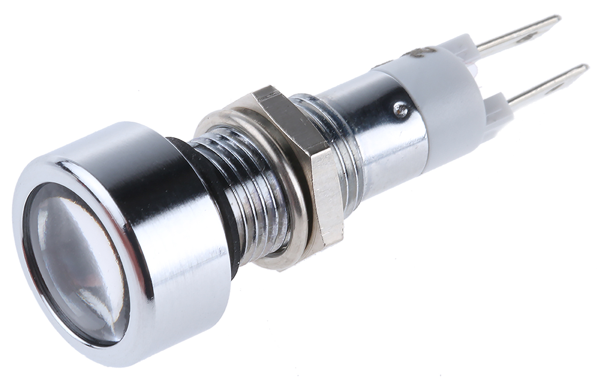 Signal Construct SMLU Series, White Panel Mount Indicator, Tab Termination, IP67, 8 mm