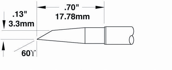Metcal 3.3 mm Hoof 17.78 mm Soldering Iron Tip for use with CV-500, CV-5200, MX-500, MX-5000, MX-5200