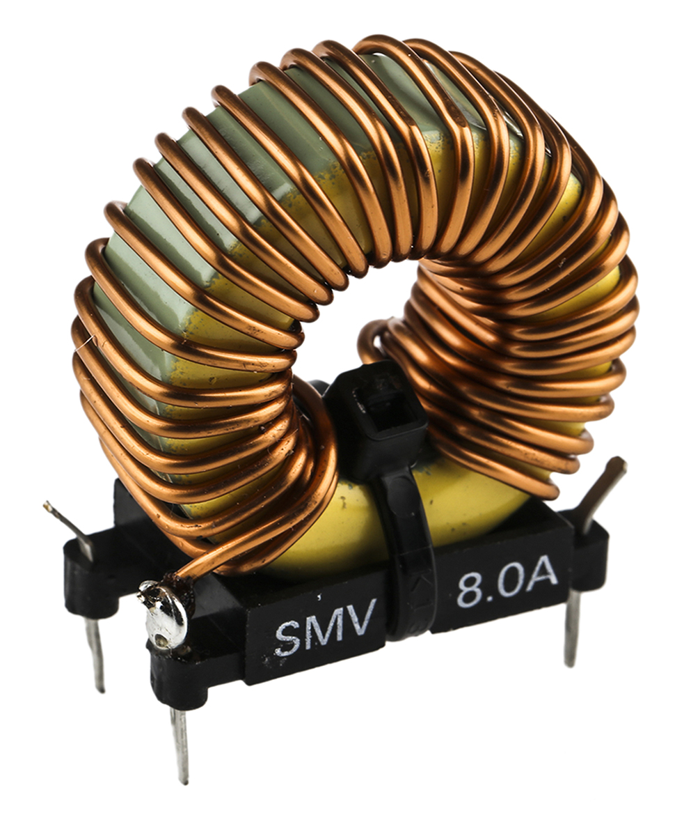 Roxburgh EMC 90 μH Ferrite Leaded Inductor, Max SRF:440 Hz, 8 A Idc, 25 mΩ Rdc 250V ac, SMV