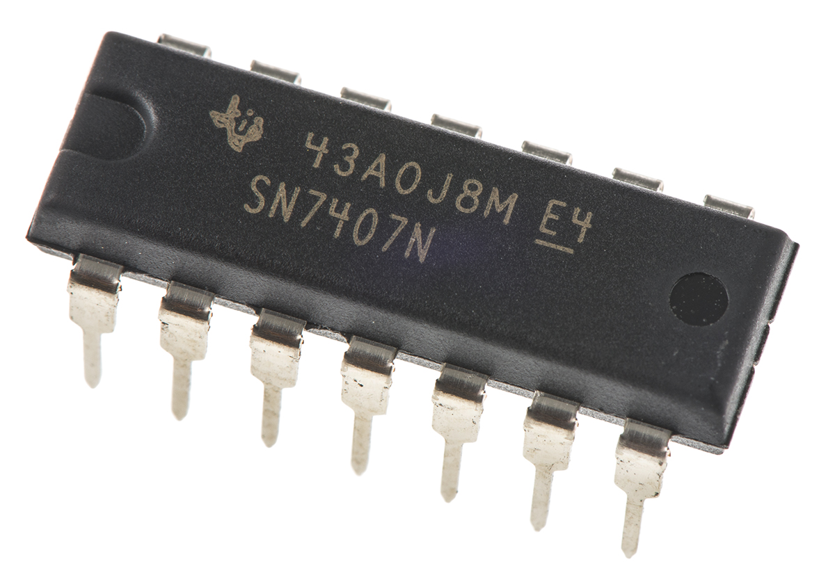 Texas Instruments SN7407N 6-Channel Buffer & Line Driver, Open Collector, Non-Inverting, 14-Pin PDIP
