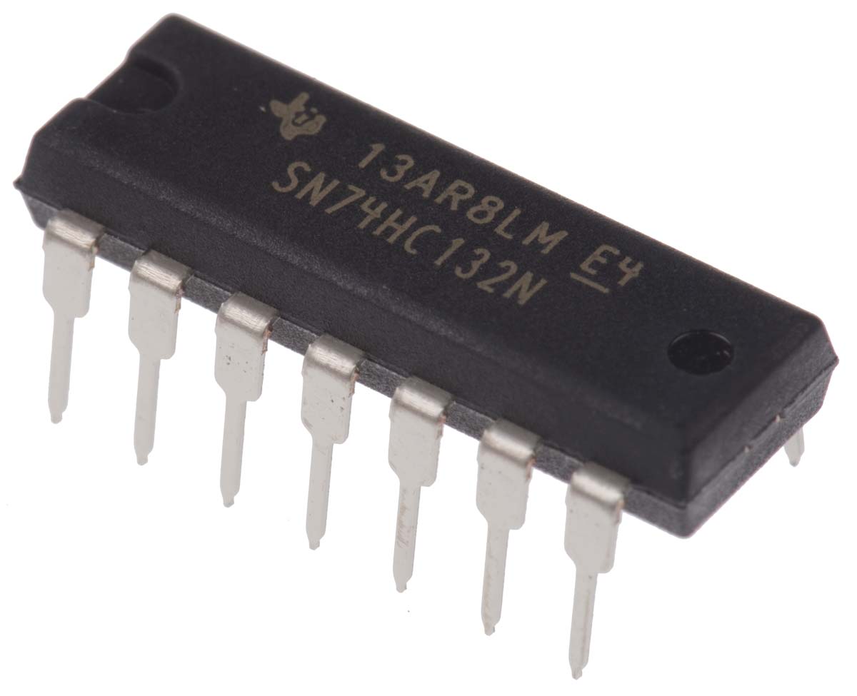 Texas Instruments, 4 2-Input NAND Schmitt Trigger Input Logic Gate, 14-Pin PDIP