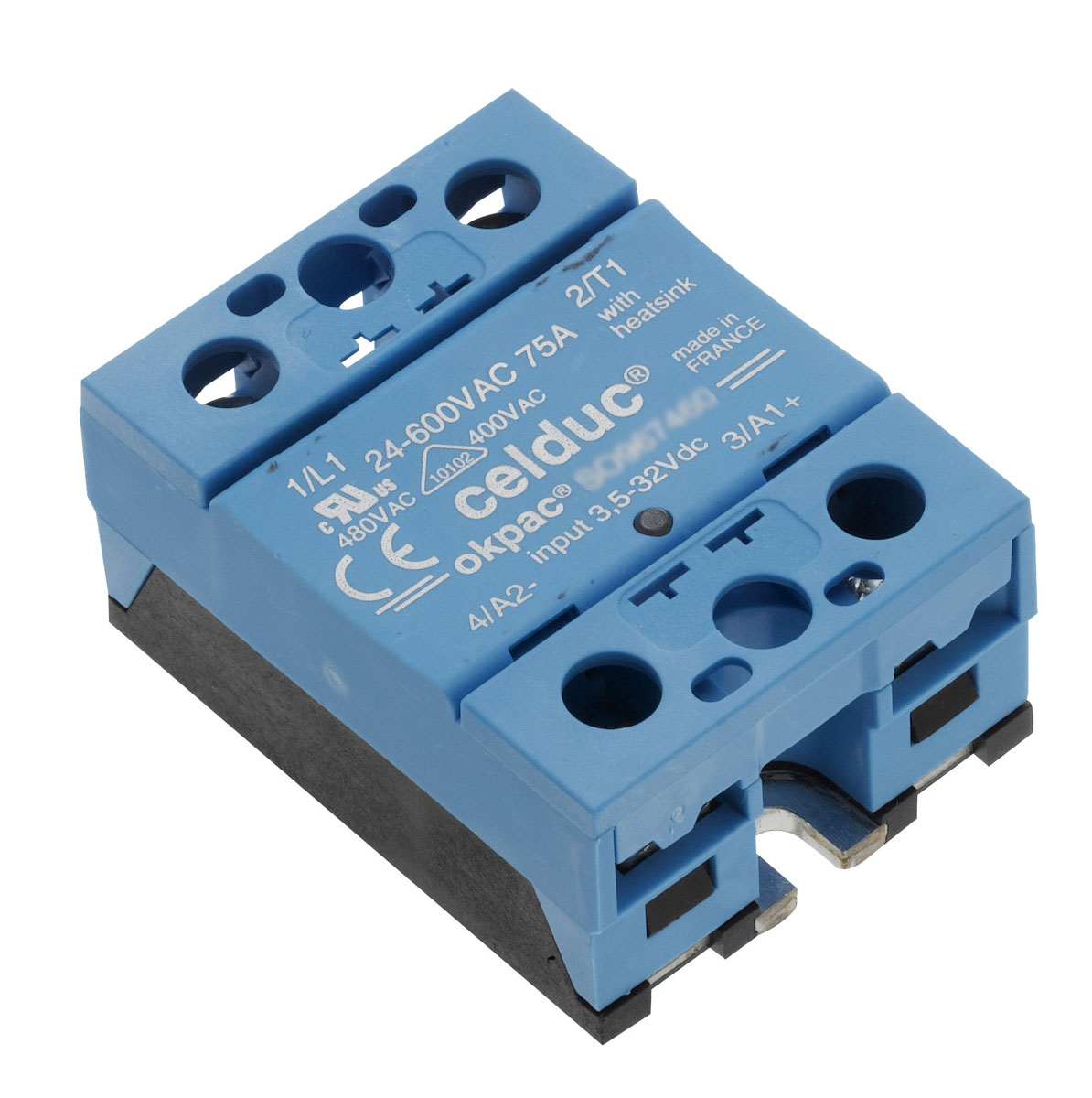 Celduc SO8 Series Solid State Relay, 75 A Load, DIN Rail Mount, 510 Vrms Load, 32V Control