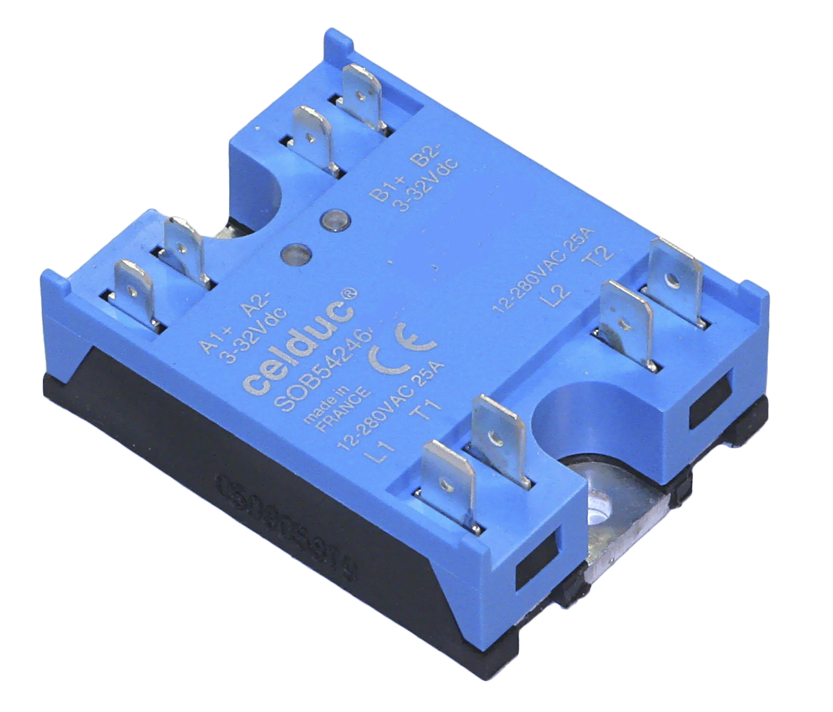 Celduc SOB8 Series Solid State Relay, DIN Rail Mount, 600 V ac Load, 30V ac/dc Control