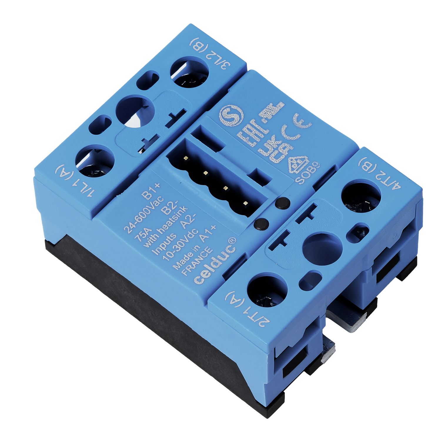 Celduc SOB Series Solid State Relay, 50 A Load, Chassis Mount, 510 V ac Load, 30V dc Control