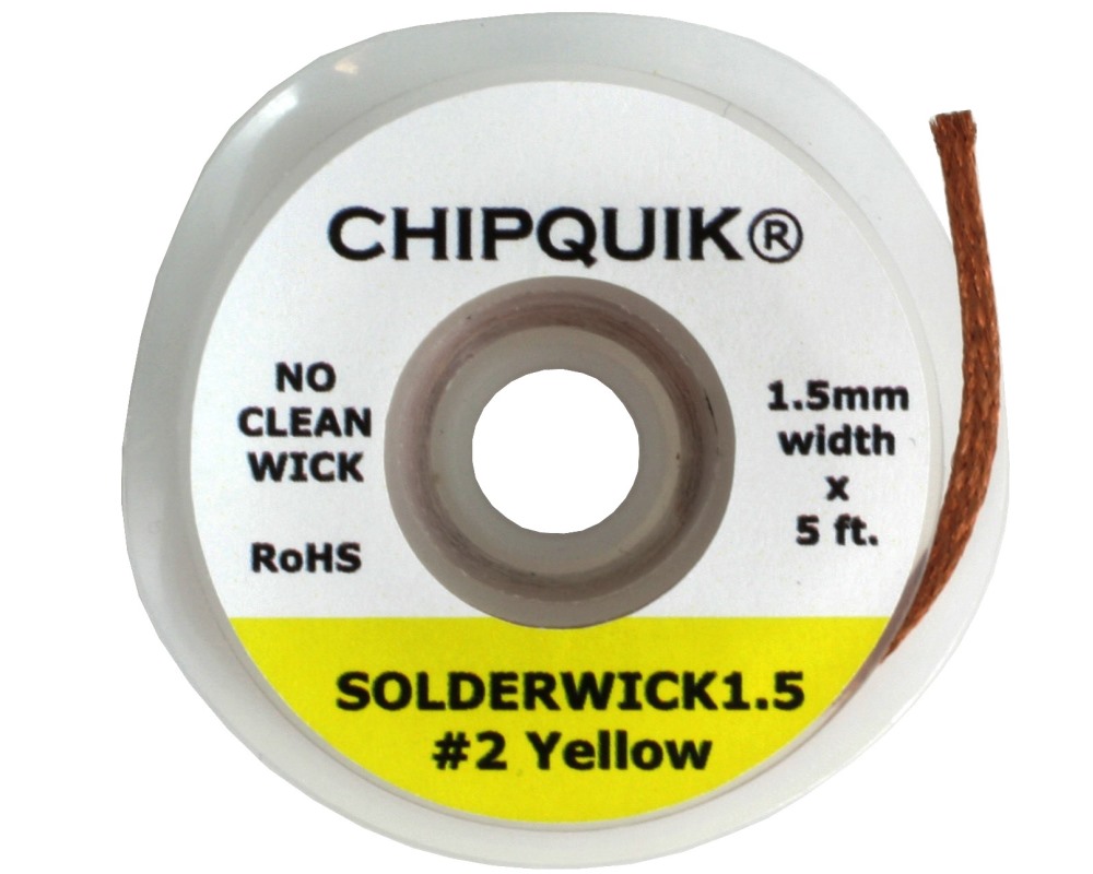 CHIPQUIK SOLDERWICK1.5 5 ft Lead Free No Clean De-Soldering Braid, Width 1.5 mm