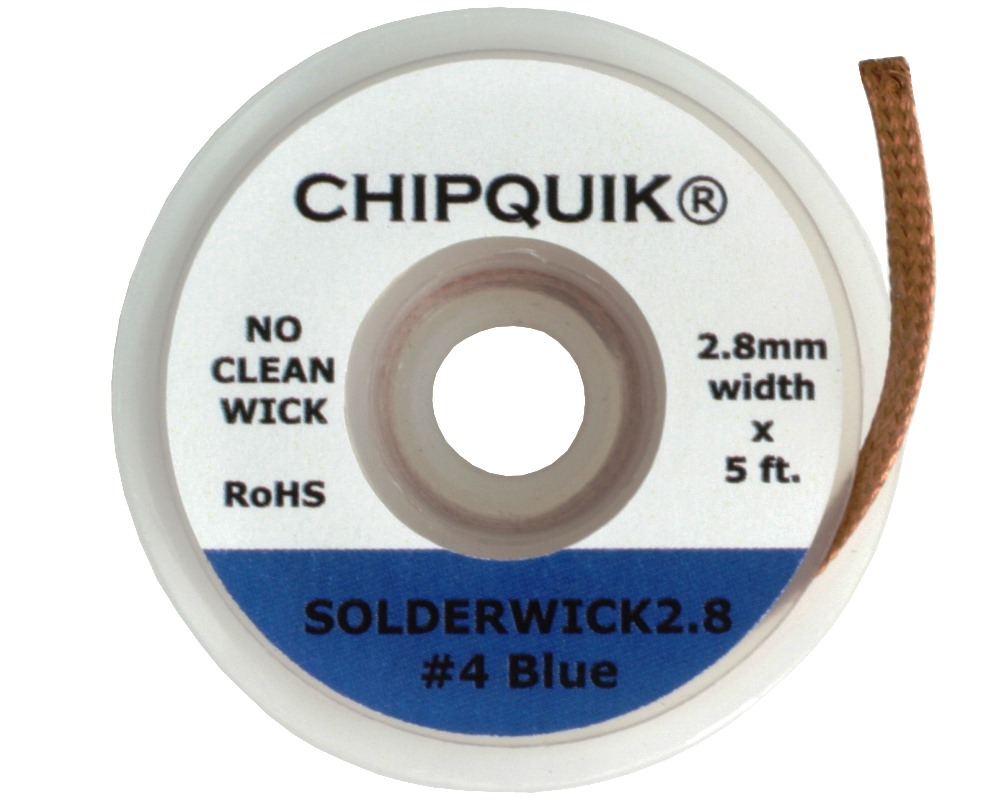 CHIPQUIK SOLDERWICK2.8 5 ft Lead Free No Clean De-Soldering Braid, Width 2.8 mm
