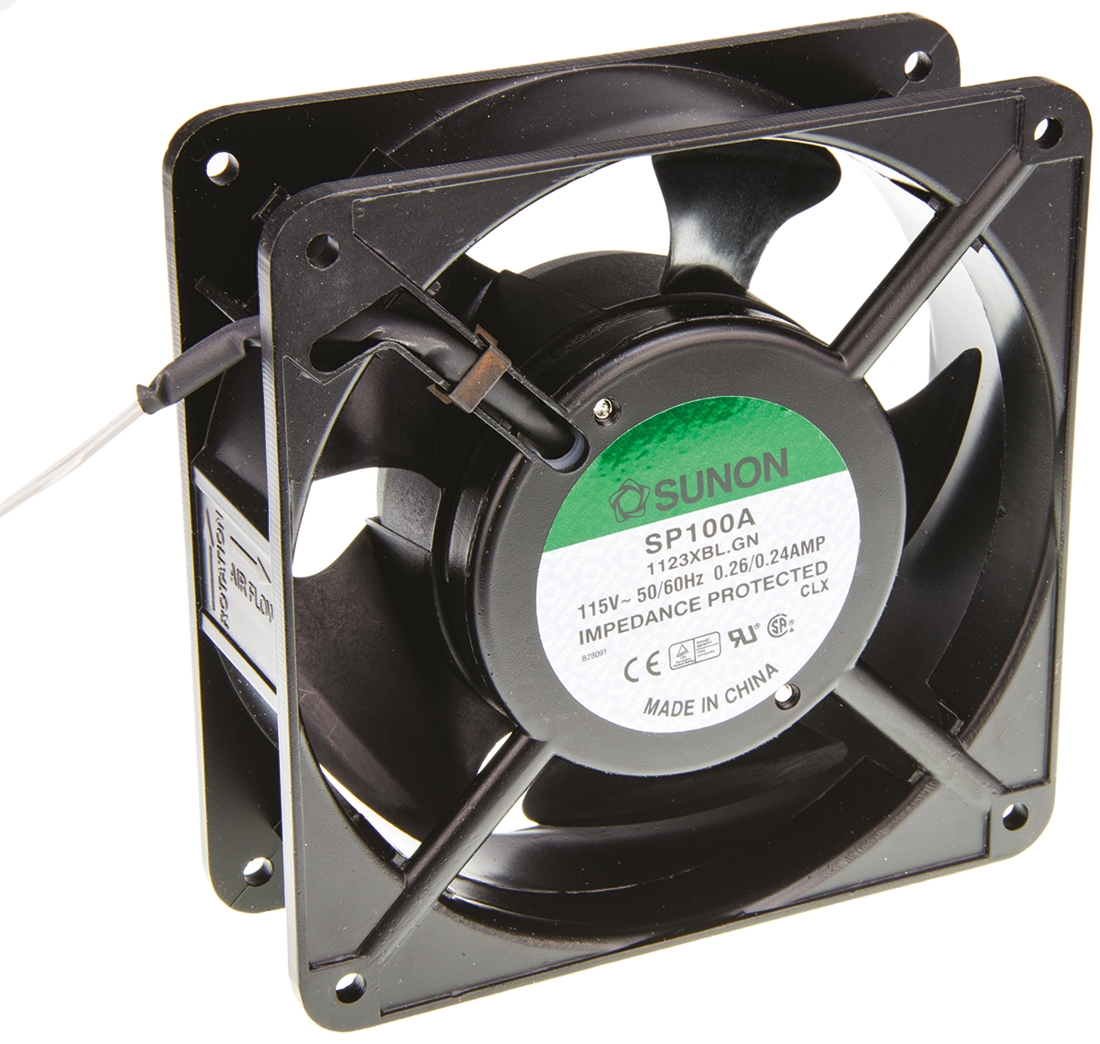 Sunon SP Series Axial Fan, 115V ac, 199 m³/h, 20 W, 240 mA Max 120 mm, 120mm, 38 mm