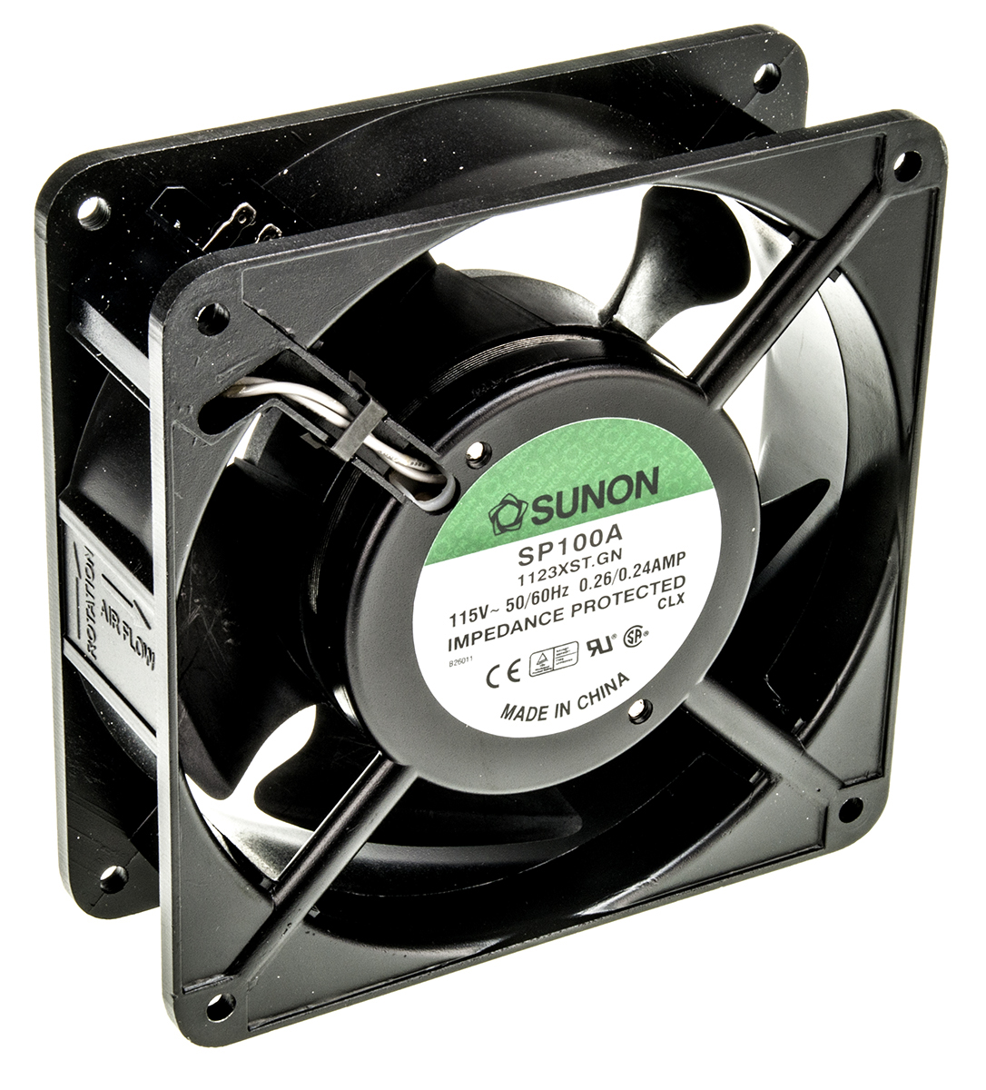 Sunon SP Series Axial Fan, 115V ac, 161.4 m³/h, 20 W, 240 mA Max 120 mm, 120mm, 38 mm