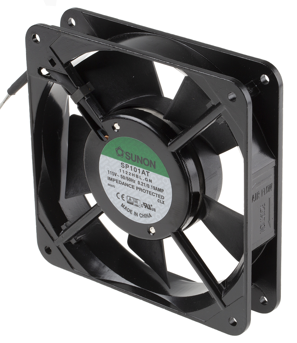 Sunon SP Series Axial Fan, 115V ac, 136 m³/h, 18 W, 190 mA Max 120 mm, 120mm, 25 mm