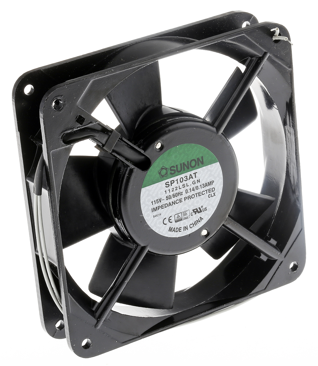 Sunon SP Series Axial Fan, 115V ac, 78.2 m³/h, 13 W, 130 mA Max 120 mm, 120mm, 25 mm