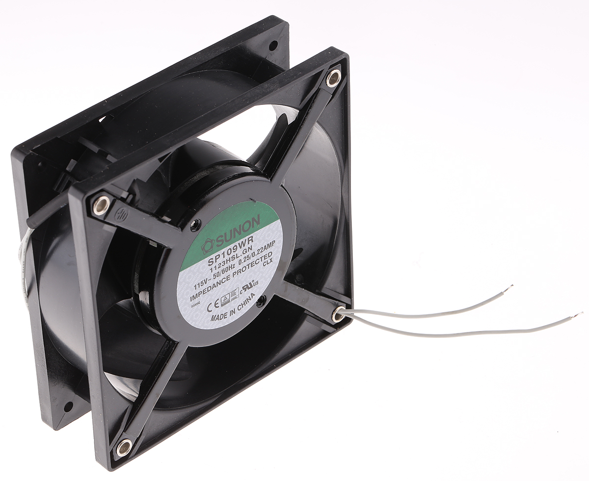 Sunon SP Series Axial Fan, 115V ac, 144.4 m³/h, 20 W, 220 mA Max 120 mm, 120mm, 38 mm