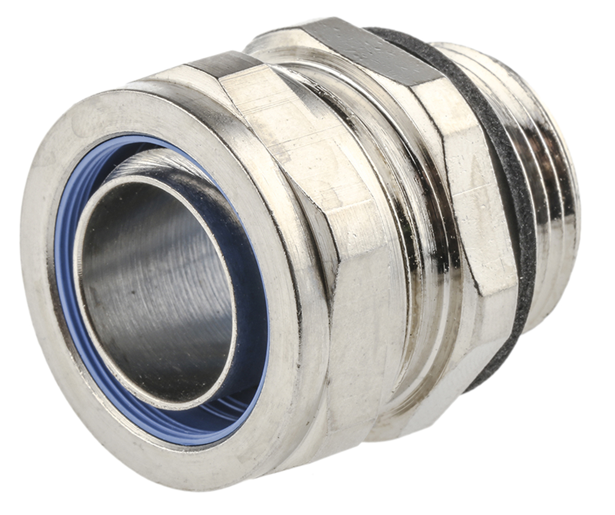 Adaptaflex Fitting Nickel Plated Brass, Conduit Fitting, 20 mm Nominal Size, PG16, Brass, Silver IP65 rating