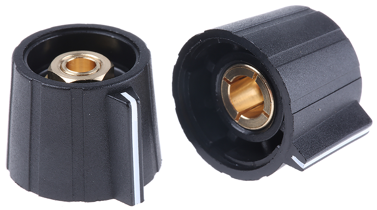 Sifam 21.5 mm Knob Diameter Black Potentiometer Knob for 6.35 mm Shaft Circular, SP211 250 BLACK