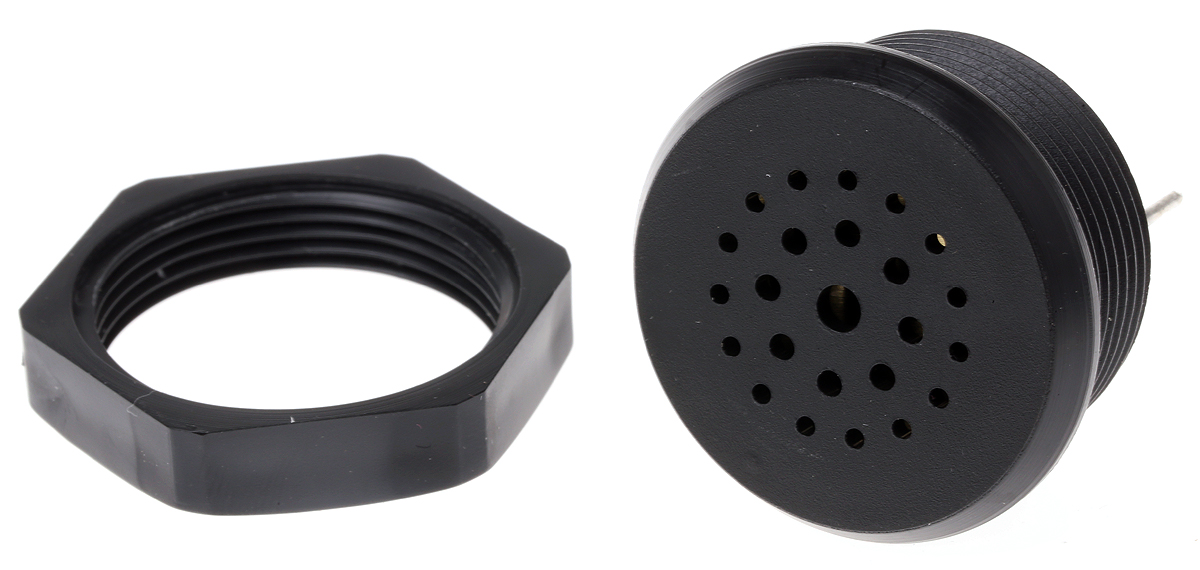 Sonitron 94 dB Panel Mount Continuous Internal 19 mm Piezo Buzzer Component 3.5 V dc Min 9V dc Max