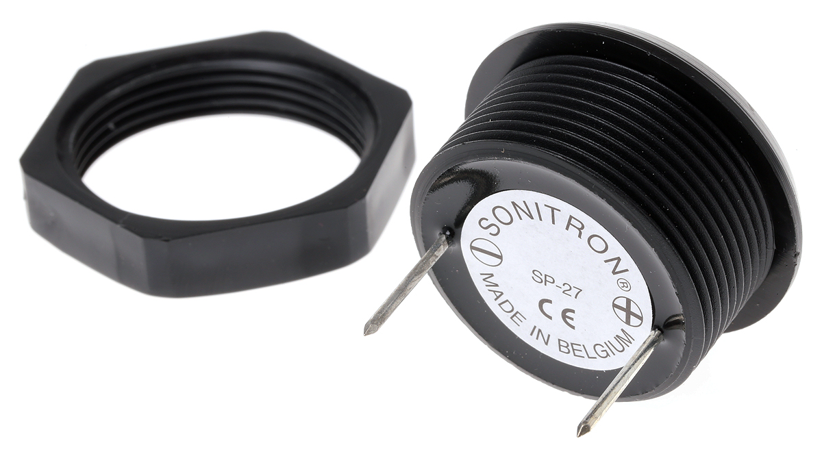 sp27-grey Sonitron 94 dB Panel Mount Continuous Internal 19 mm Piezo Buzzer Component 3.5 V dc Min 9V dc Max