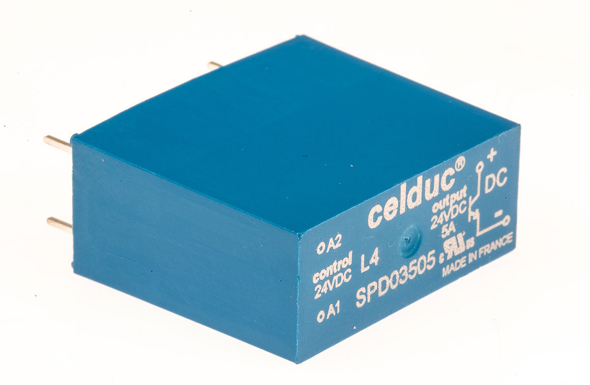 Celduc SP-ST-SL Series Solid State Relay, 5 A Load, PCB Mount, 30 V dc Load, 30V dc Control