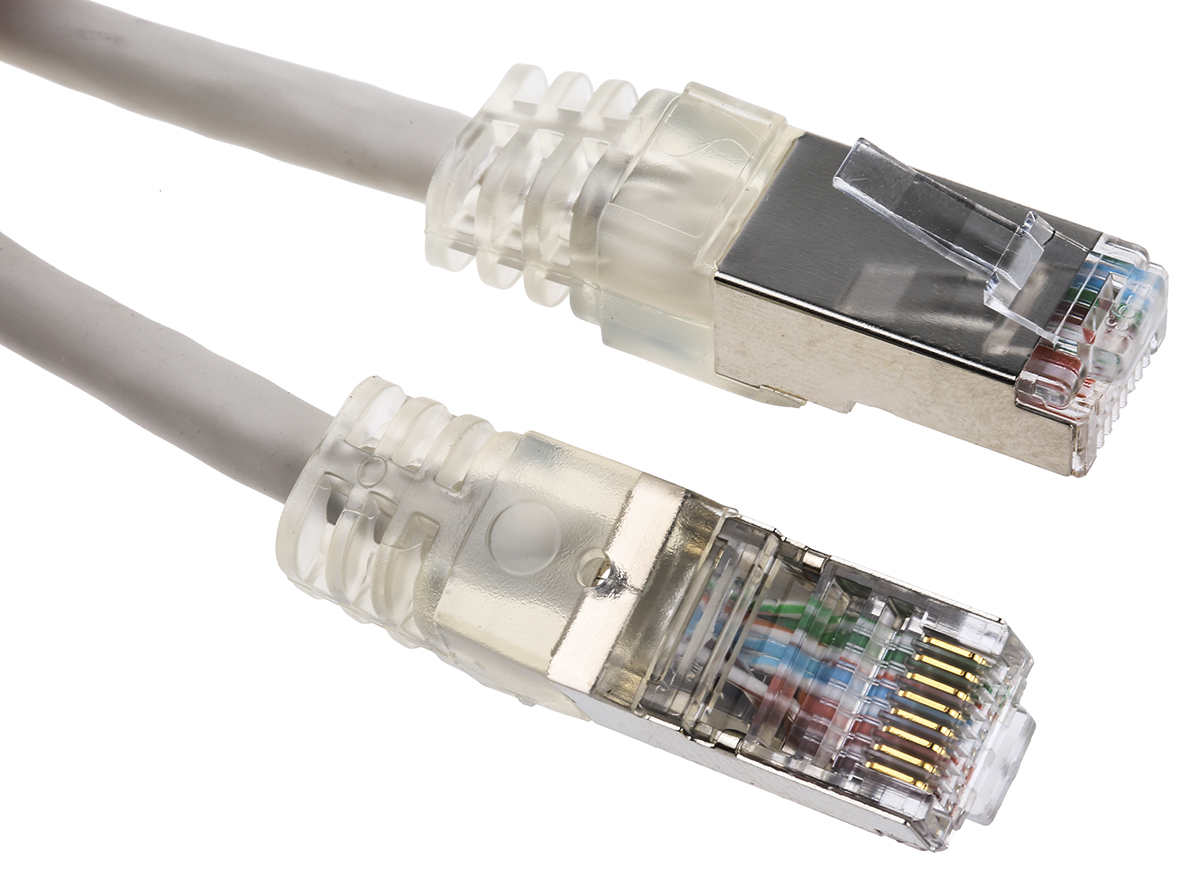 Decelect SPE, 2 m Cat5 Ethernet Cable, Grey, Shielded Polyvinyl Chloride Sheath