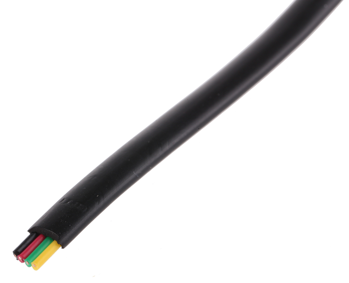 Decelect 4 Core Telephone Cable, Black Sheath, 50 m